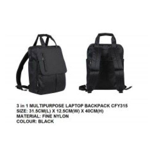 3 IN 1 MULTIPURPOSE LAPTOP BACKPACK CFY315B