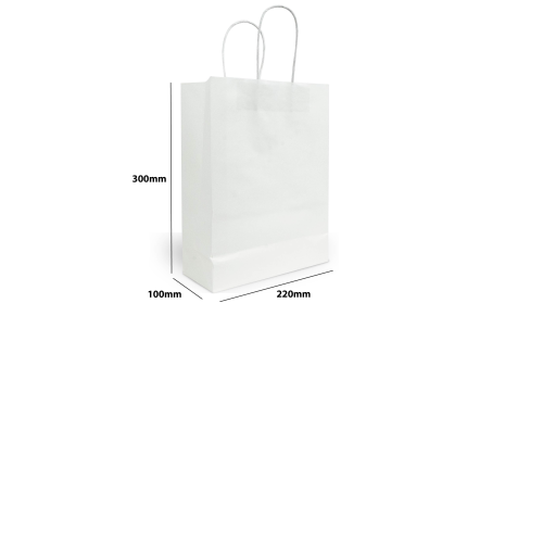 WHITE KRAFT PAPER BAG M (TWISTED HANDLE) 
