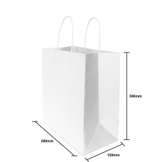 WHITE KRAFT PAPER BAG M (TWISTED HANDLE) 